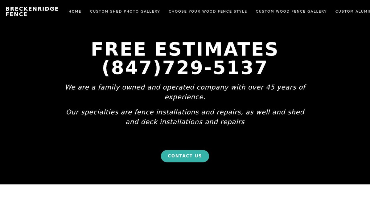 Breckenridge Fence fence company website