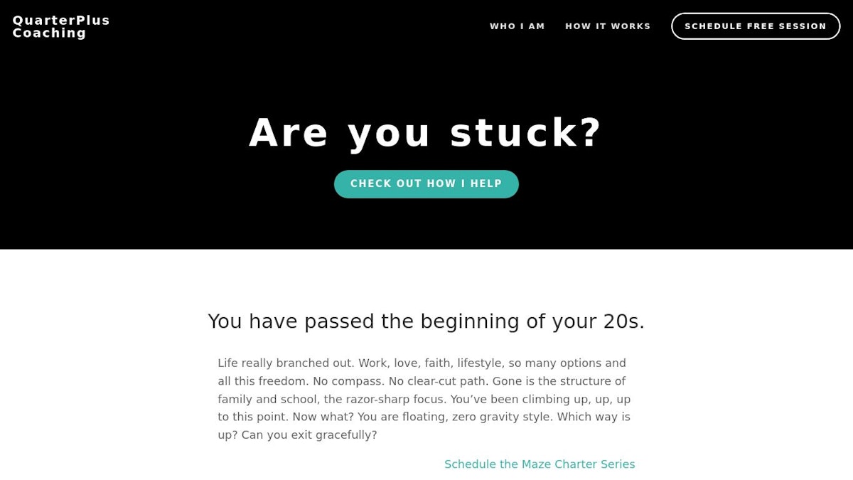 QuarterPlus leadership coach website