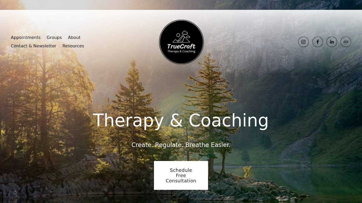 TrueCraft Therapy wellness coach website