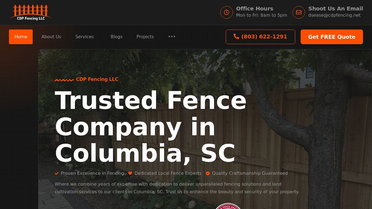 CDP Fencing fence company website