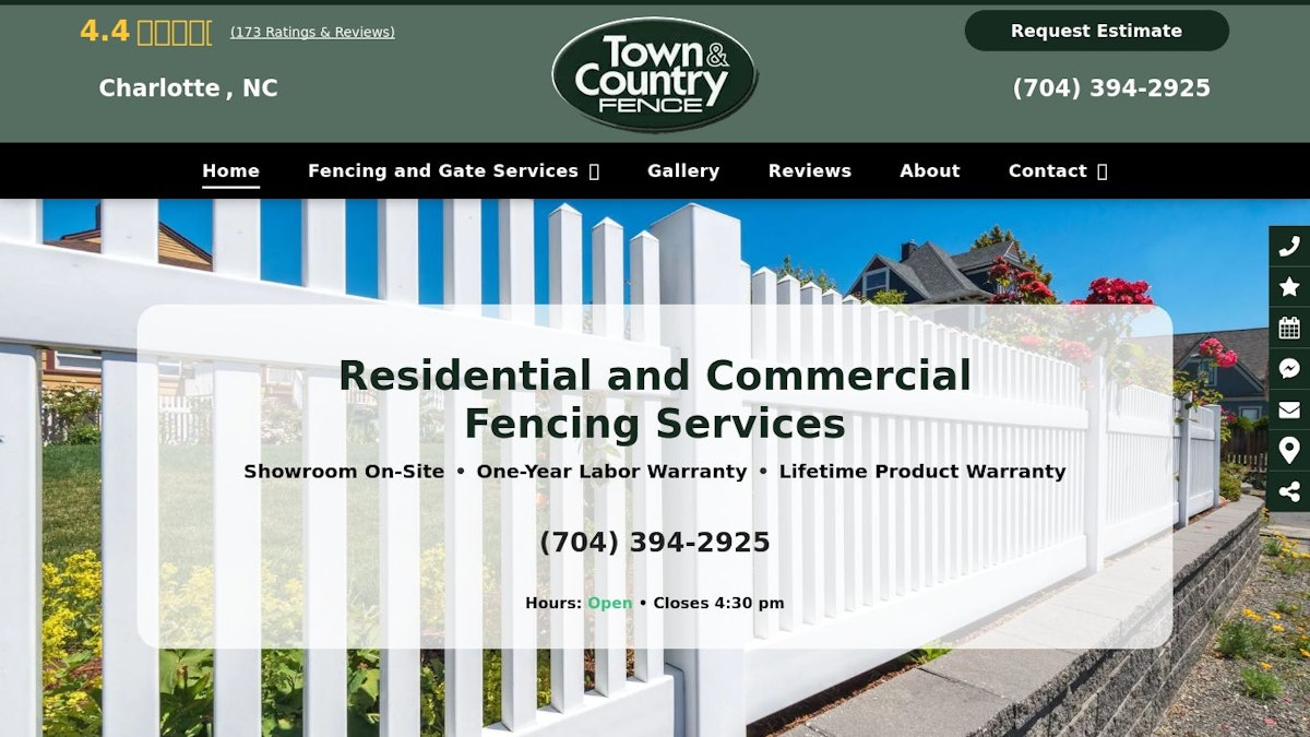 Town & Country Fence fence company website