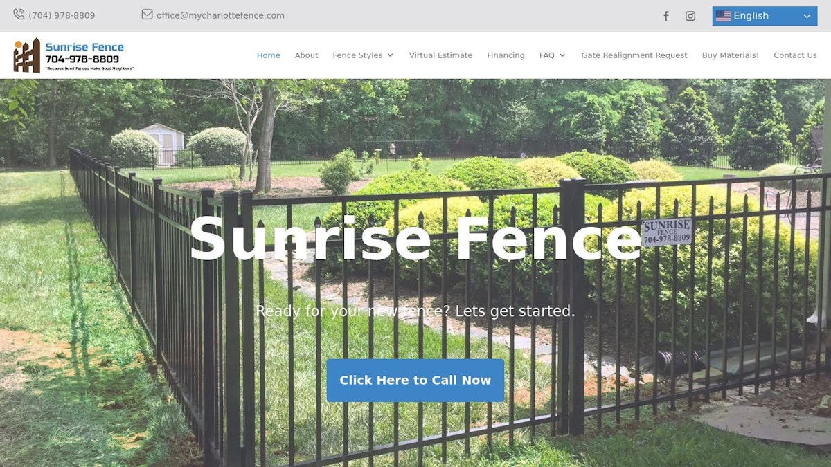 Sunrise Fence fence company website