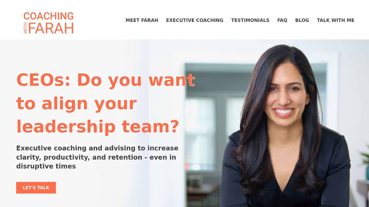 Farah Hussain executive coach website