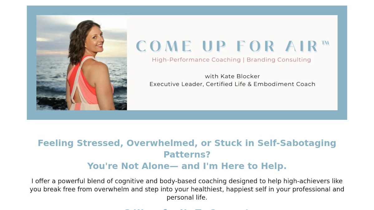 Kate Blocker wellness coach website