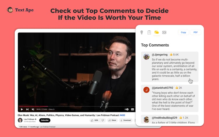 Text Ape | Video Summarizer & YouTube Transcript Generator