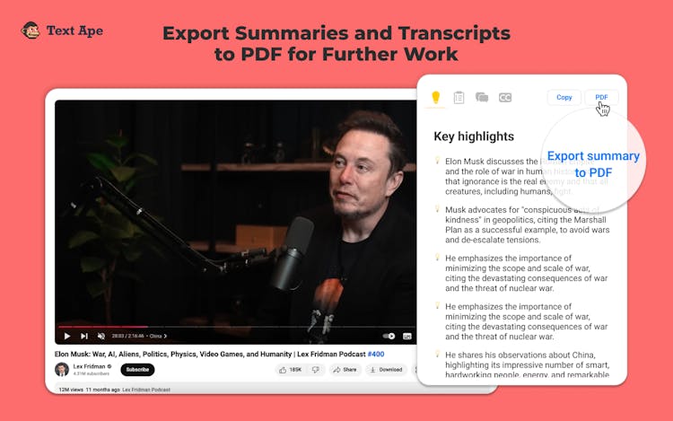 Text Ape | Video Summarizer & YouTube Transcript Generator
