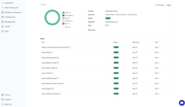 WebCrawler API