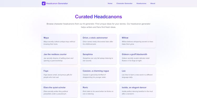 AI Headcanon Generator