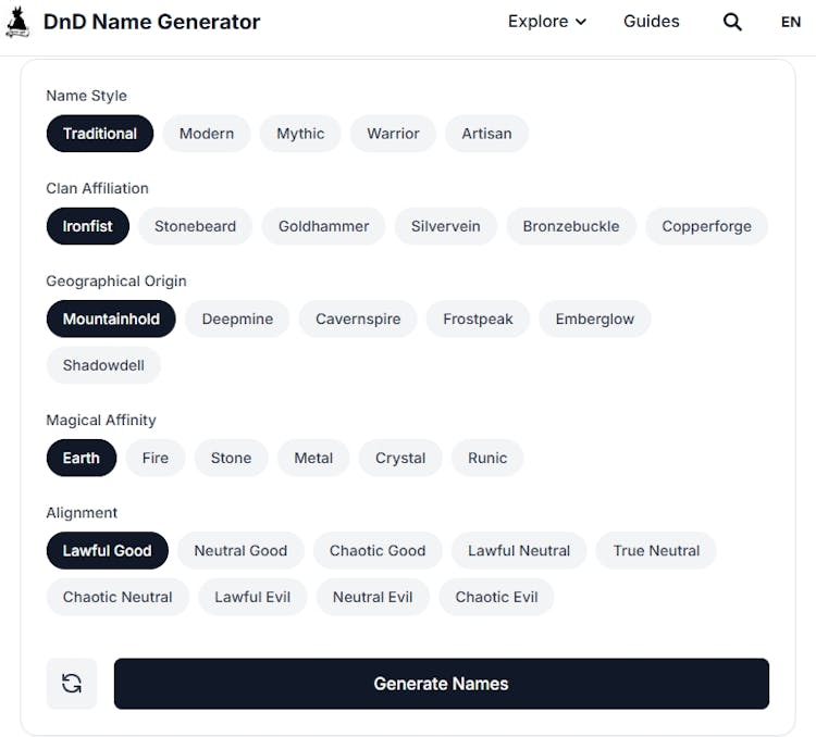 DnD character Name Generator