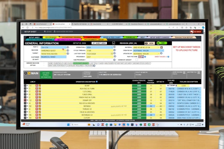 Setup Sheet Application