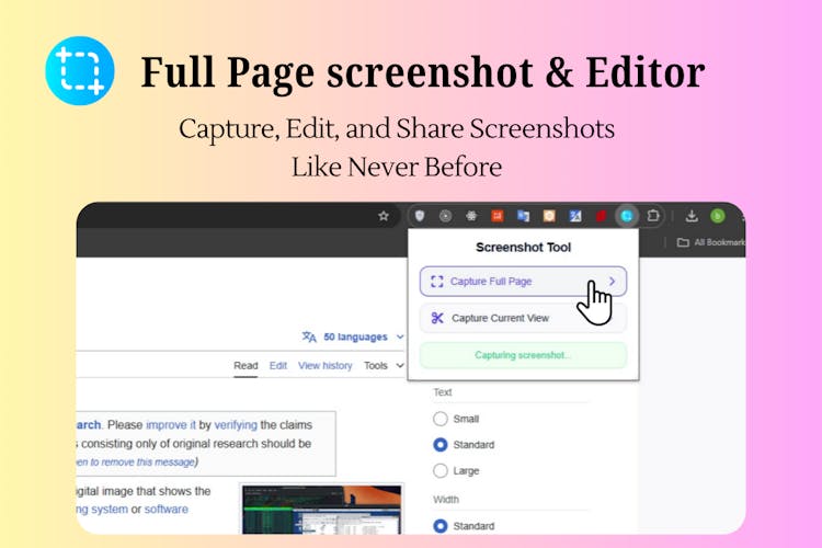 Full Page Screenshot for Web & Editor ✏️