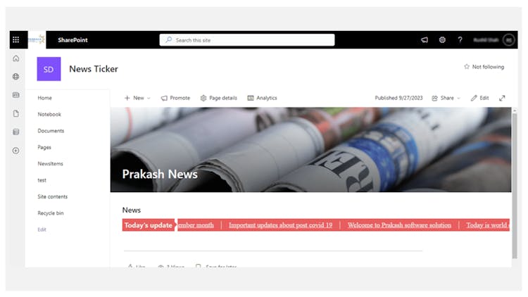SharePoint News Scroller