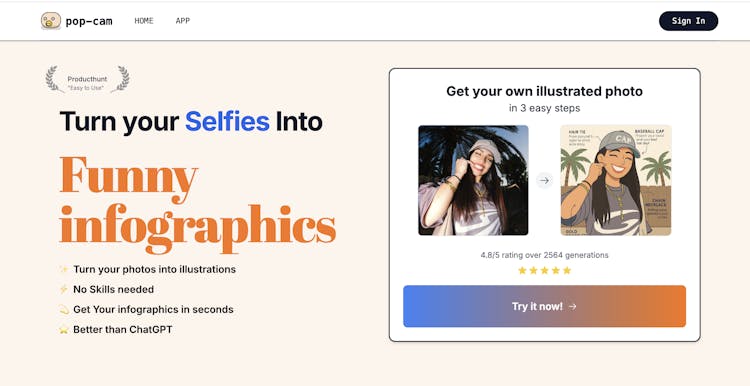 Pop-Cam - AI illustration maker