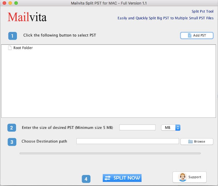 Mailvita Split PST Tool for Mac