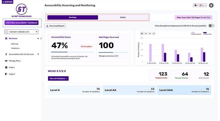 Skynet Accessibility Scanning and Monitoring