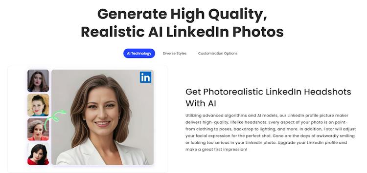 Fotor AI LinkedIn Photo Generator