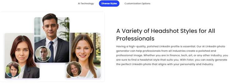 Fotor AI LinkedIn Photo Generator