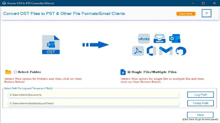 Aryson OST to PST Converter
