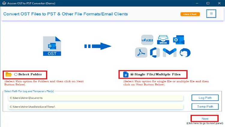 Aryson OST to PST Converter