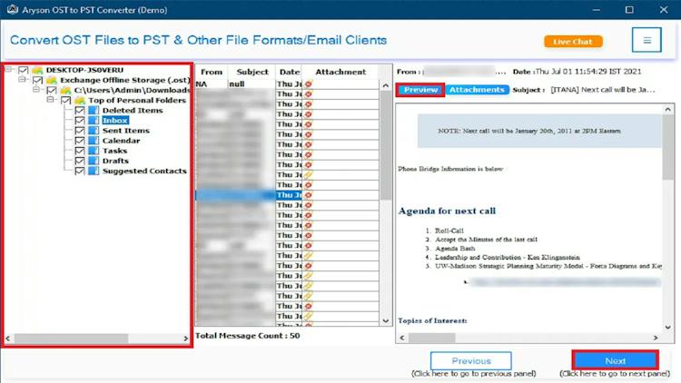 Aryson OST to PST Converter
