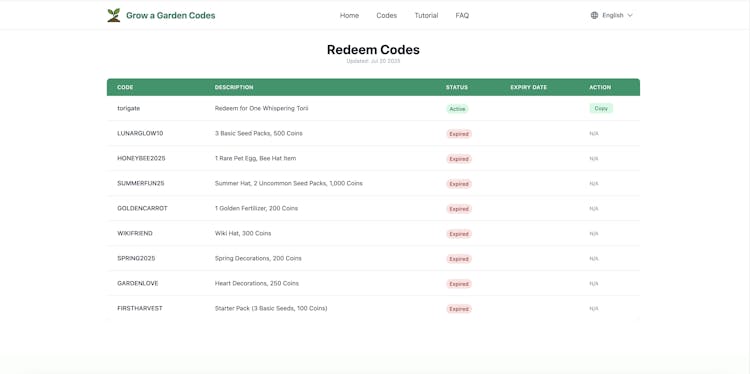 Grow a Garden Codes
