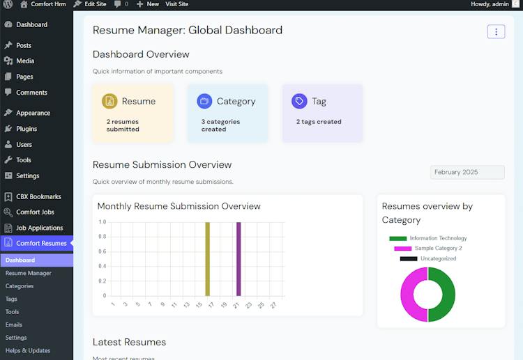 Comfort Resume Builder for WordPress