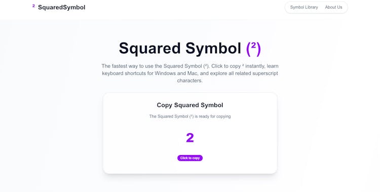 squared symbol - ² in One Click – Copy, Paste, Done.