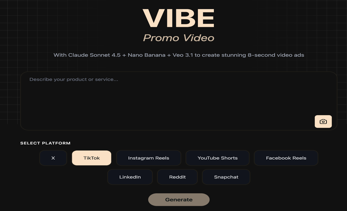 VIBE Promo Video Agent for TikTok & More | AI Promo