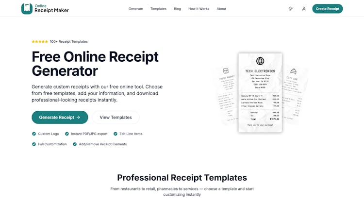 Online Receipt Maker