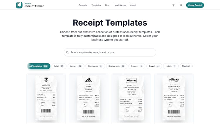 Online Receipt Maker