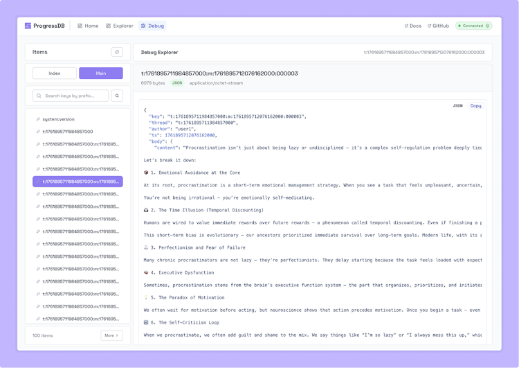 ProgressDB - Database for Chat Applications