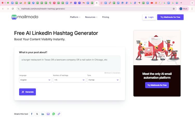 Free AI linkedin hashatg generator
