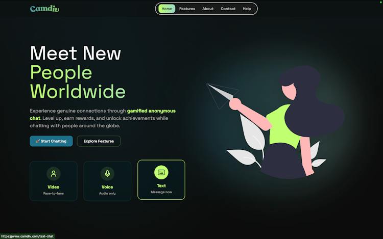 CamDiv - Global random video chat - talk to strangers worldwide.