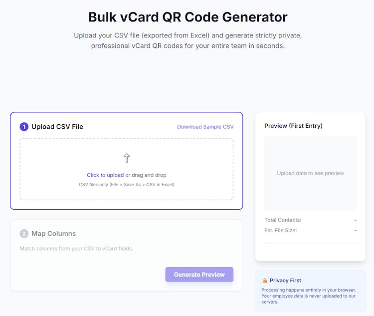 vCard QR Code Generator