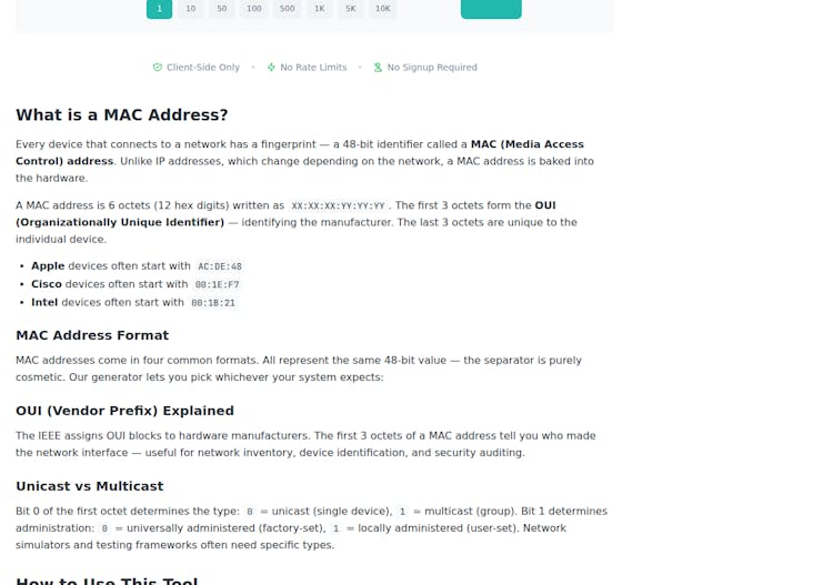 Random MAC Generator