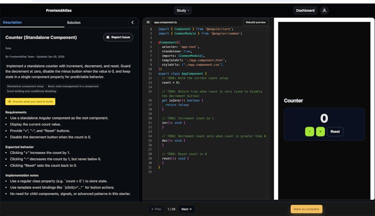 FrontendAtlas — Frontend Interview Practice