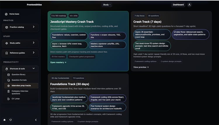 FrontendAtlas — Frontend Interview Practice