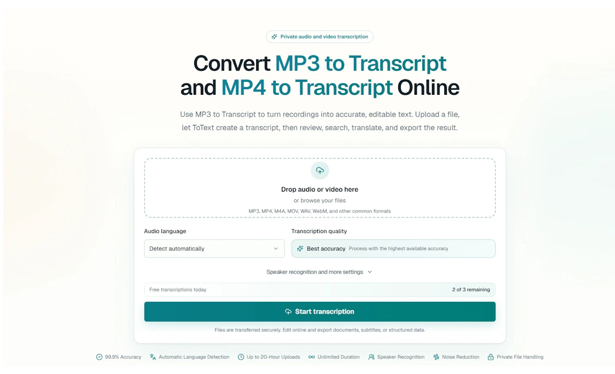 MP3 to Transcript