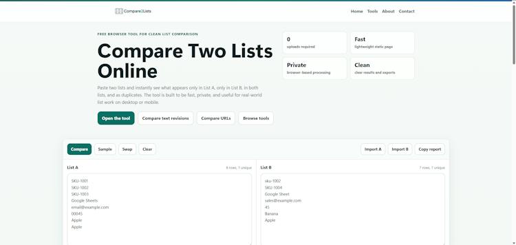 Compare2Lists