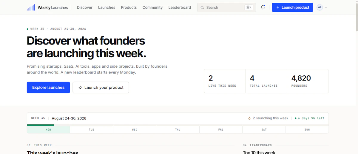 Weekly Launches