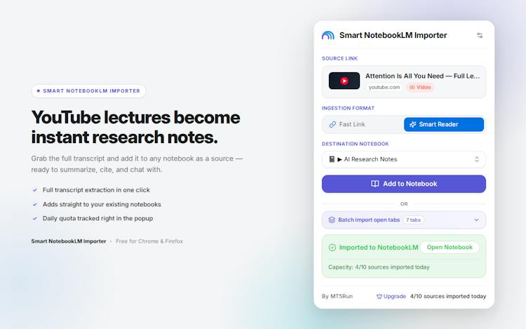 Smart NotebookLM Importer