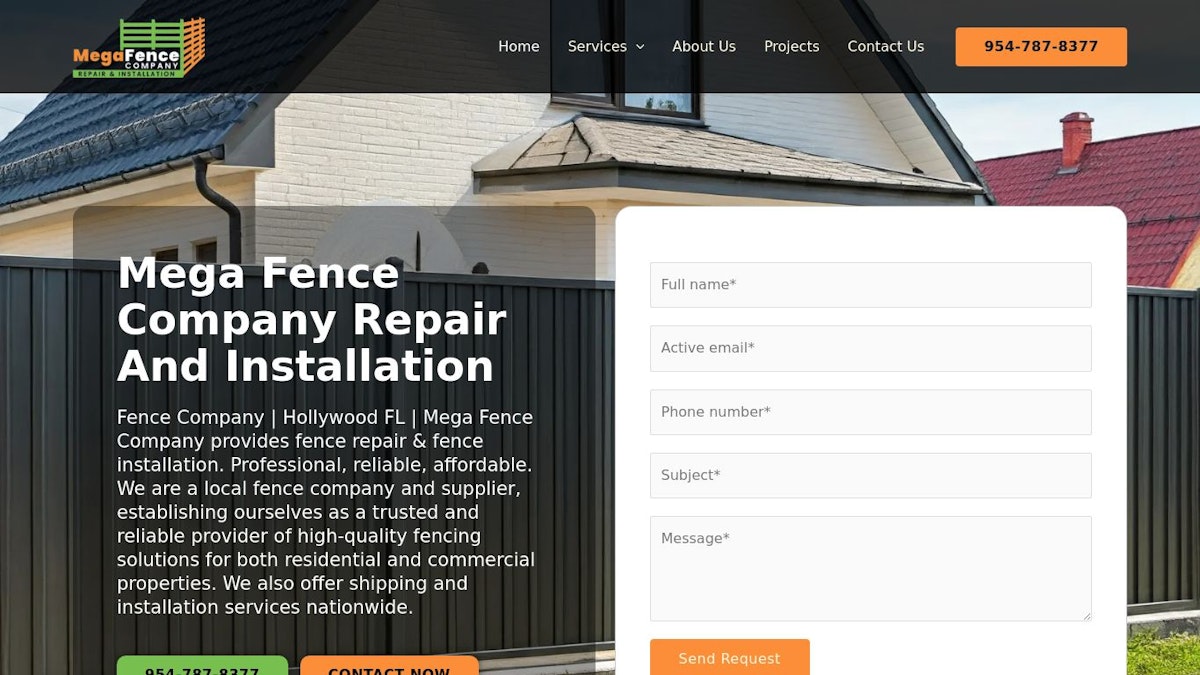 Mega Fence fence company website