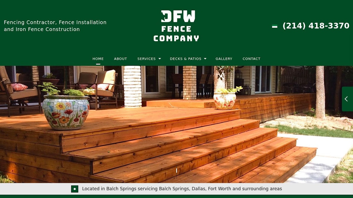DFW Fence Co fence company website
