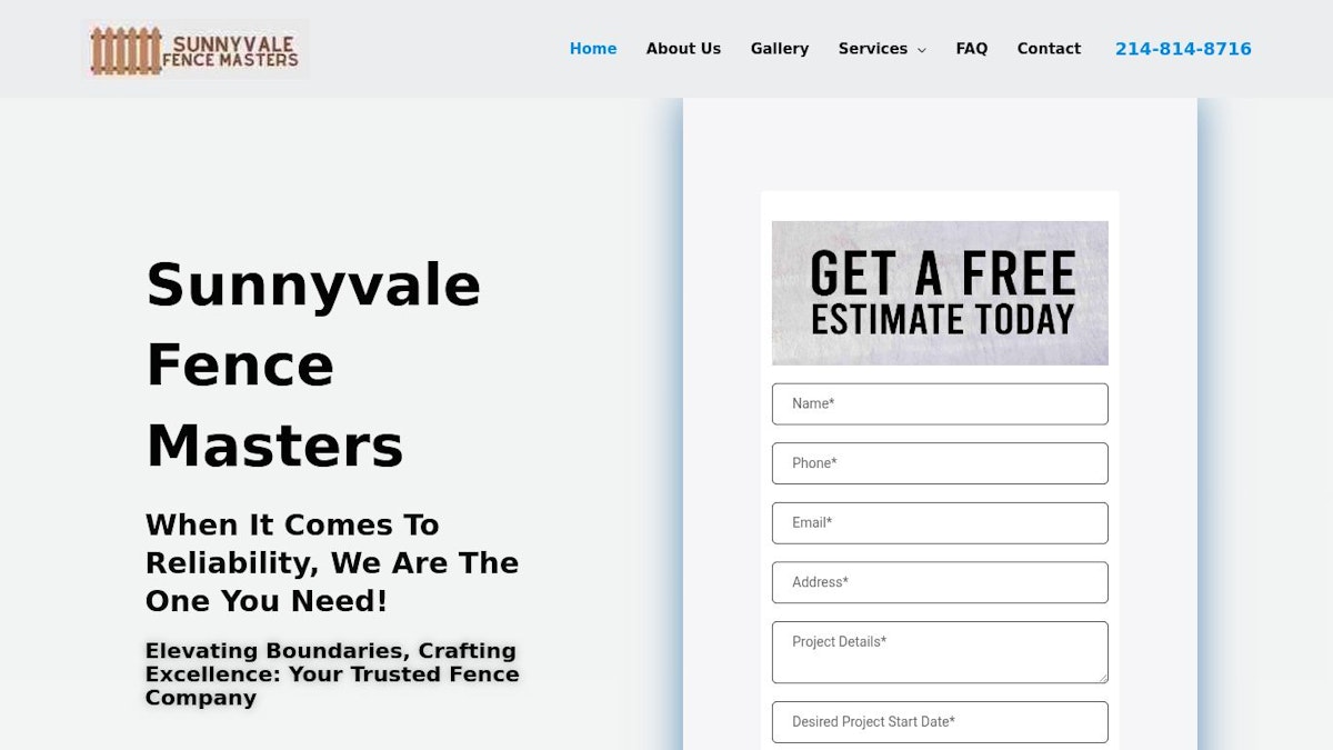 Sunnyvale Fence Masters fence company website