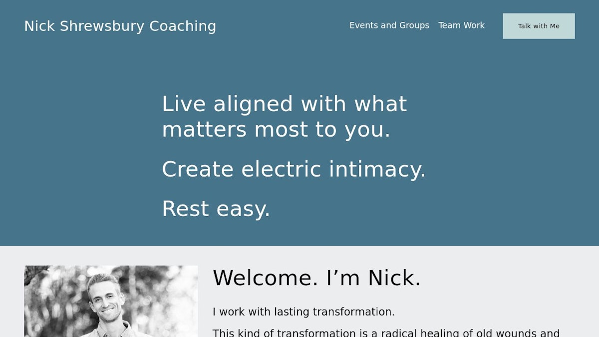Nick Shrewsbury Coaching life coach website