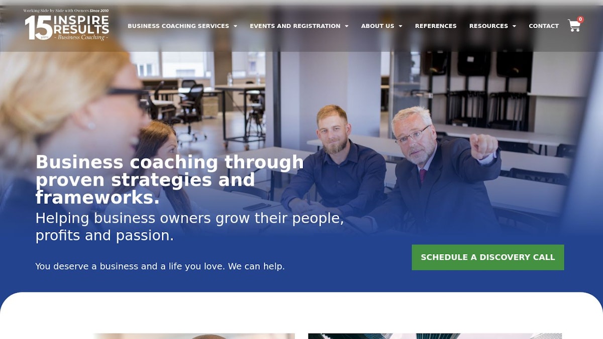 Inspire Results business coach website