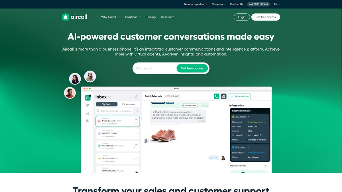 Aircall screenshot