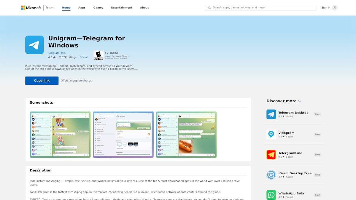 Unigram screenshot
