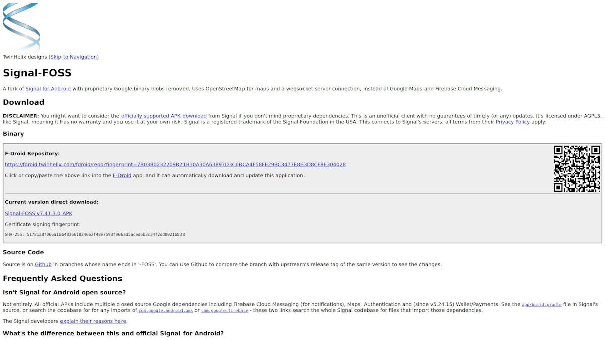 Signal-FOSS screenshot