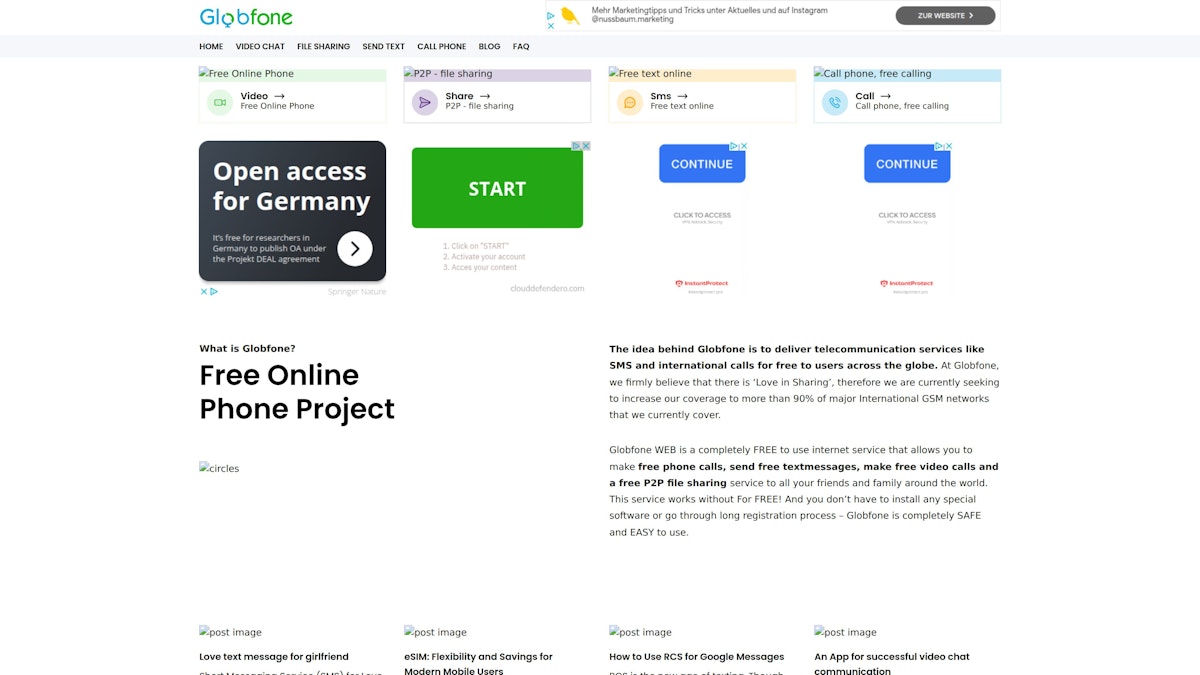 Globfone screenshot